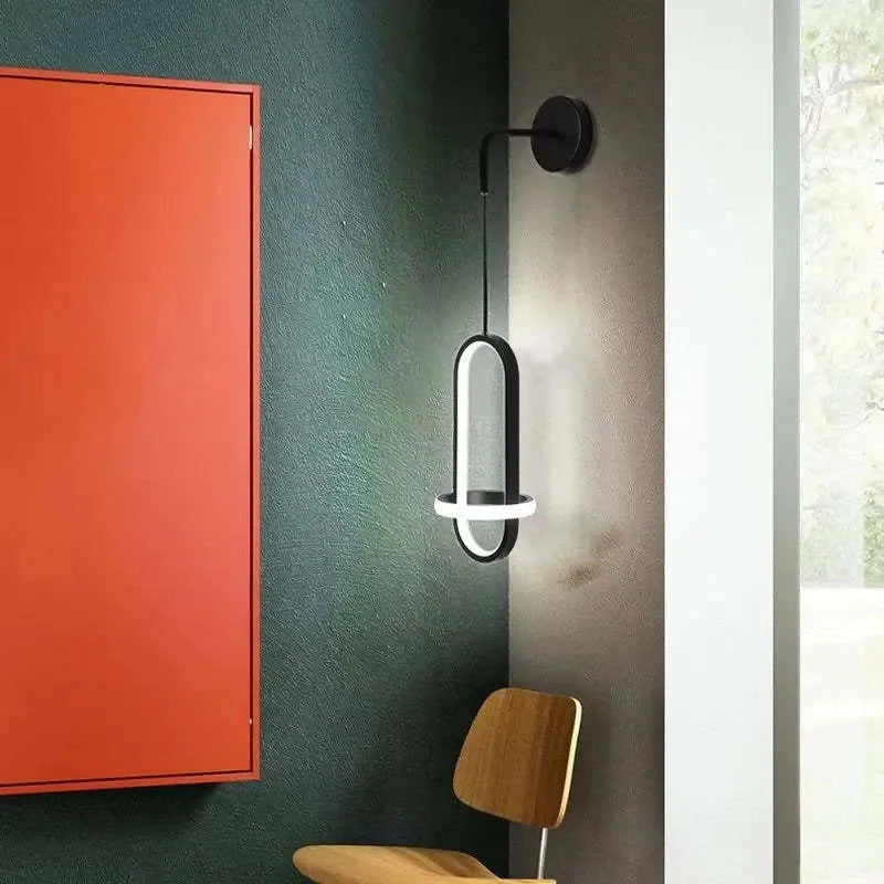 Nordic wall-mounted bedside lamp with iron shade in gold or black colour