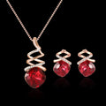 Women's alloy bridal jewellery set with adjustable water wave chain necklace and diamond-style earrings