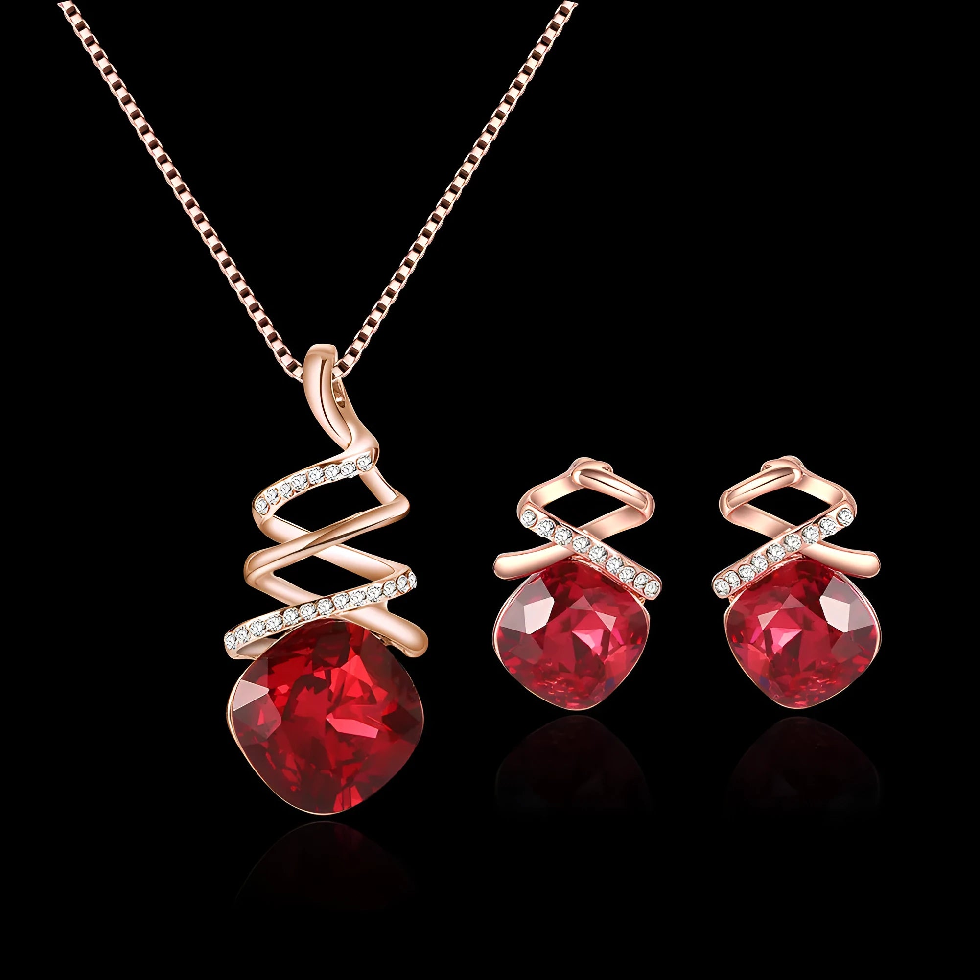 Women's alloy bridal jewellery set with adjustable water wave chain necklace and diamond-style earrings