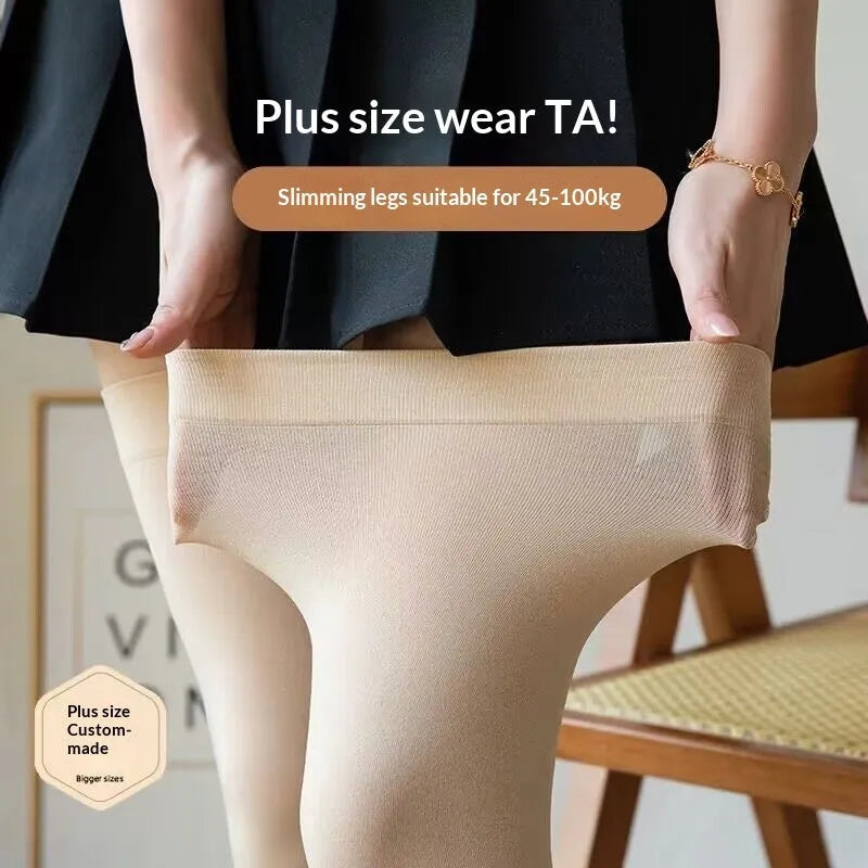 Women's thigh-high stockings in black with over-the-knee tube height and velvet finish