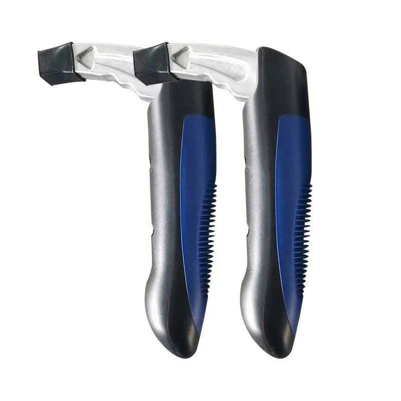 Blue automobile safety hammer with ABS handle and aluminium alloy head on a white background