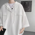 Men's loose fit hooded short sleeve t-shirt in polyester for summer casual wear