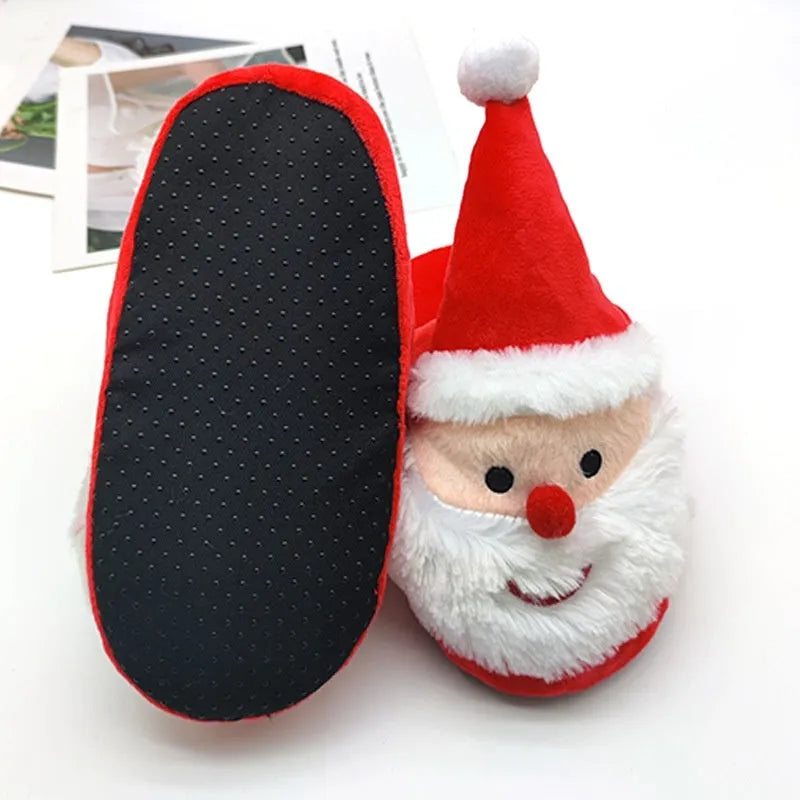 Santa Claus elk cartoon home slippers with polyester upper and TPR sole in red colour with bell