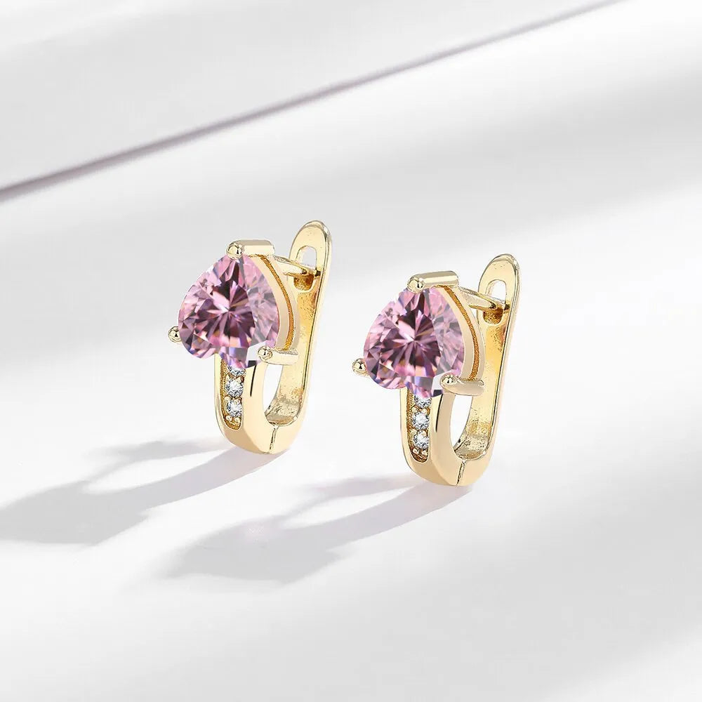 Loving heart zircon ear clip women copper heart shape European American style simple design