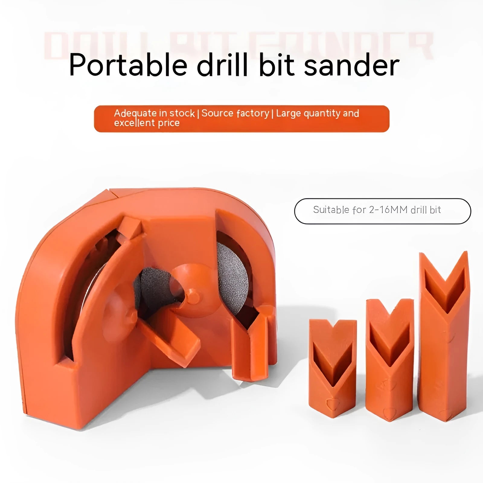 Orange universal grinding drill tool with portable design and two replacement sanders
