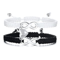 Eight-character woven black couple bracelet set made from electroplated copper alloy for women