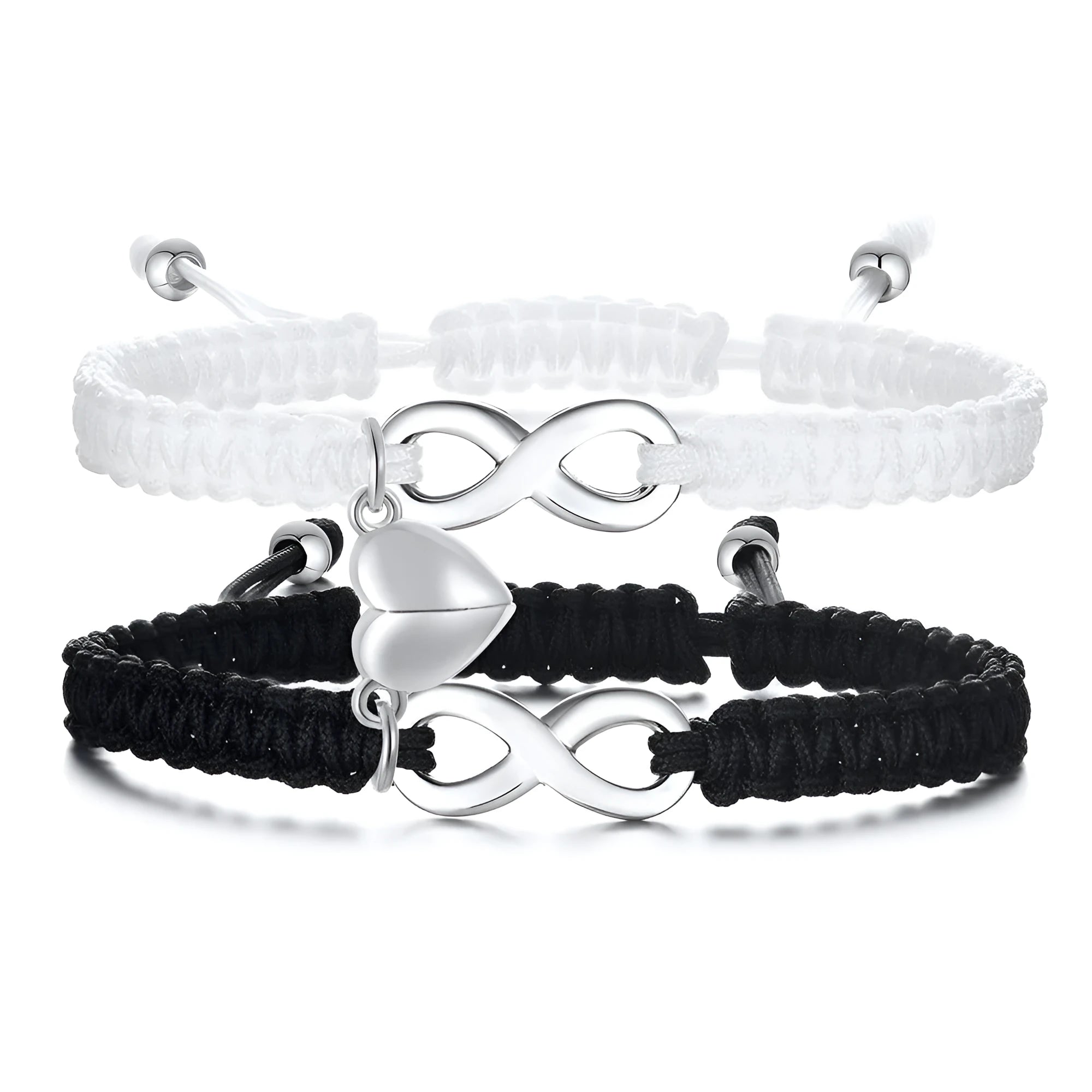 Eight-character woven black couple bracelet set made from electroplated copper alloy for women