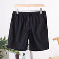 Men's straight cut polyester sports shorts in army green, black, blue, or gray colours