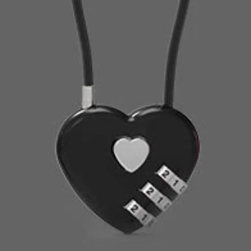 Peach Heart shaped wire rope lock in ABS plastic for securing bicycle helmets.