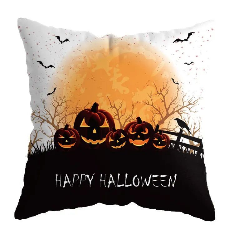 Linen skull Halloween pillow cover 45x45cm in colour option A01 with envelope closure