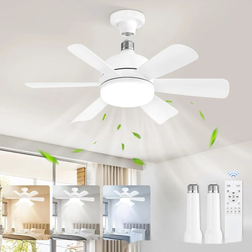 18-inch straight leaf fan lamp with remote control and three colour light options in black