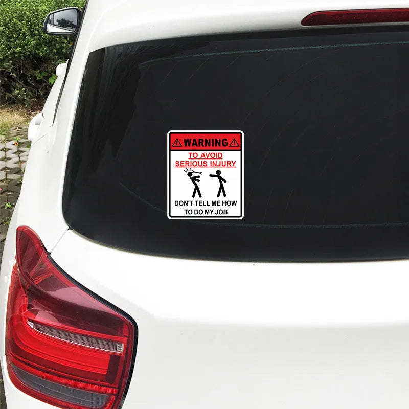 14.9cm by 12.6cm rectangular car glass warning sticker with adhesive backing for safety application