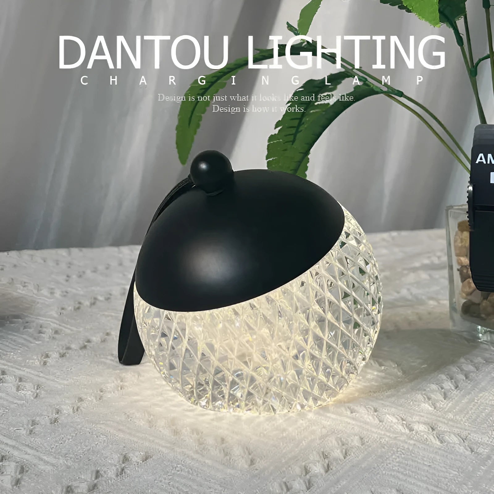 Portable modern minimalist night lamp with touch dimmable control in chrome finish