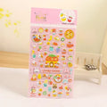 Cartoon three-dimensional bubble stickers sheet showing alpaca, forest animals, and dinosaur designs for hand account decoration