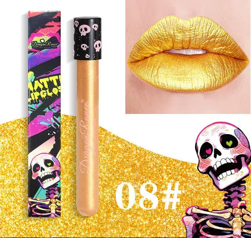 Halloween creative makeup lip gloss in skull test tube with waterproof matte finish