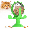 Interactive pet puzzle feeder toy with rotating food dispenser and sucker base in multiple colours