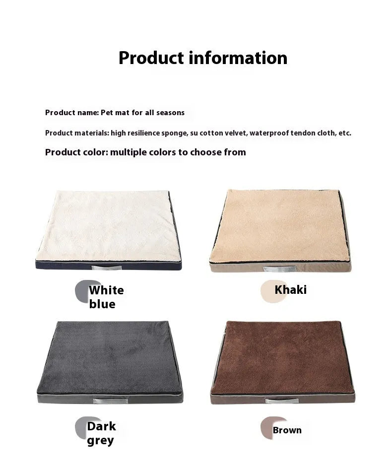 Removable washable sponge dog mat in brown, shown in a domestic setting.