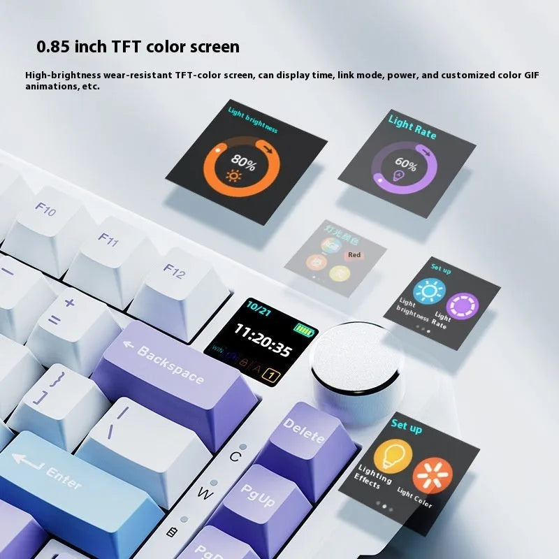 Black grey yellow wireless mechanical keyboard with 75% layout and hot-swappable switches