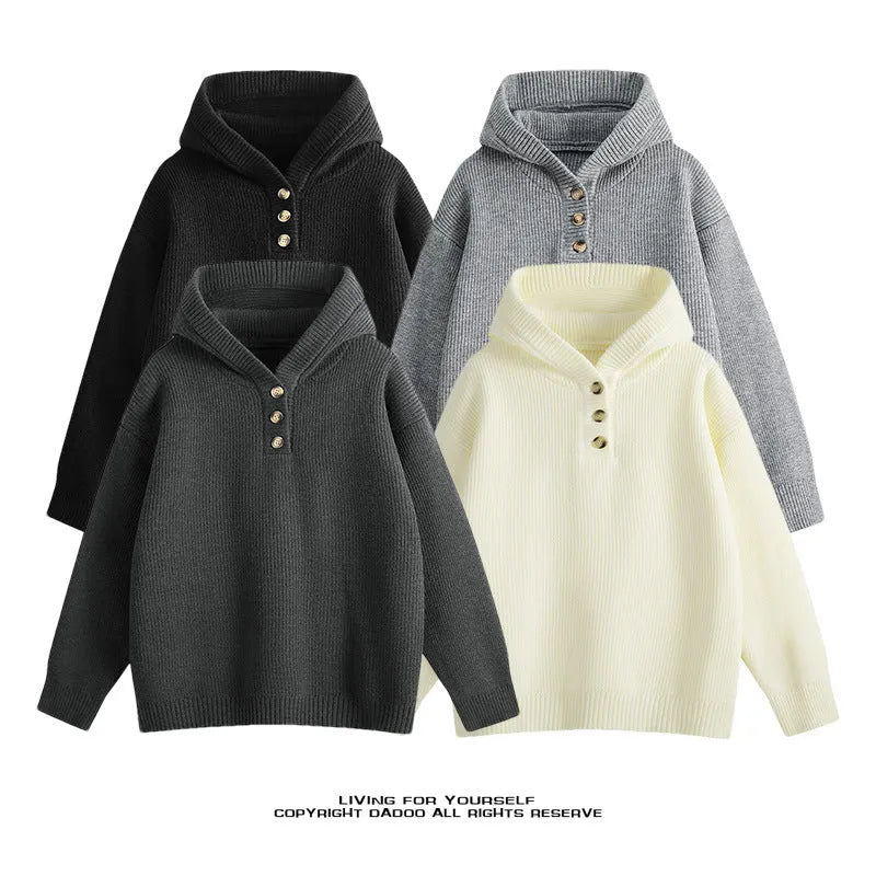Men's loose fit hooded chenille sweater batwing sleeve pullover in beige, front view