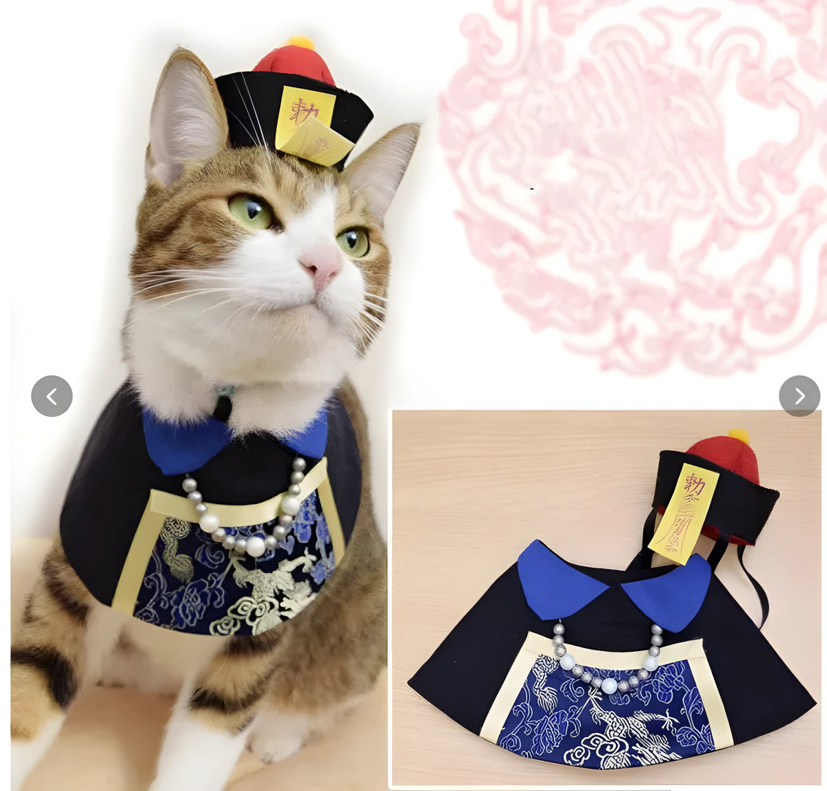 Cat decoration bib in duke suit navy blue polyester for small and large cats
