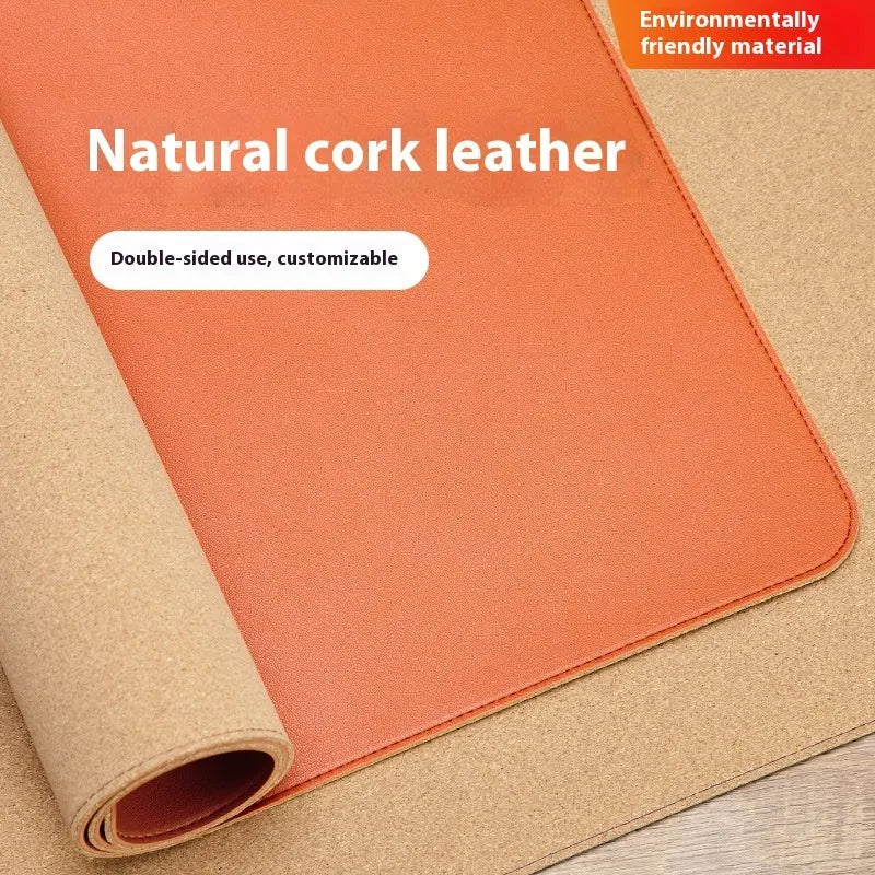Cork leather table mat and PVC mouse pad in orange with 3.8mm thickness, 60x30cm size