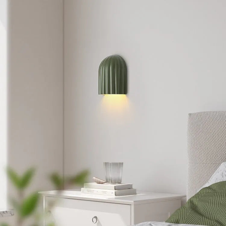Modern simple decorative wall lamp in beige with full spectrum warm light, metal ironwork and resin construction