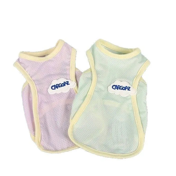 Grass green polyester cat summer vest with sports style design and anti-lint properties