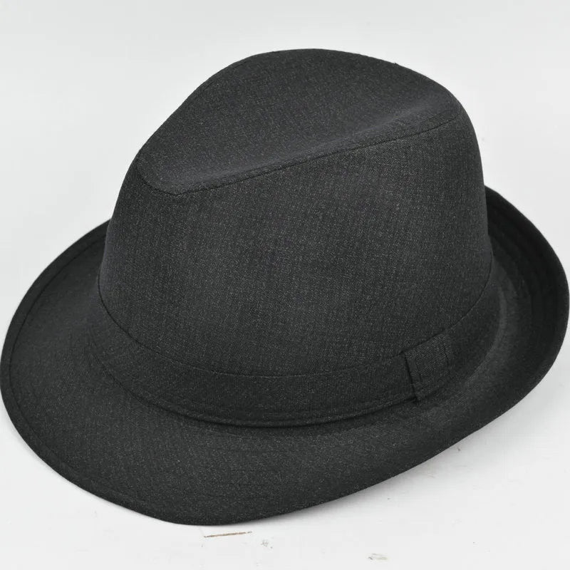 Traditional men's fedora hat with thickened construction in suit material or linen options