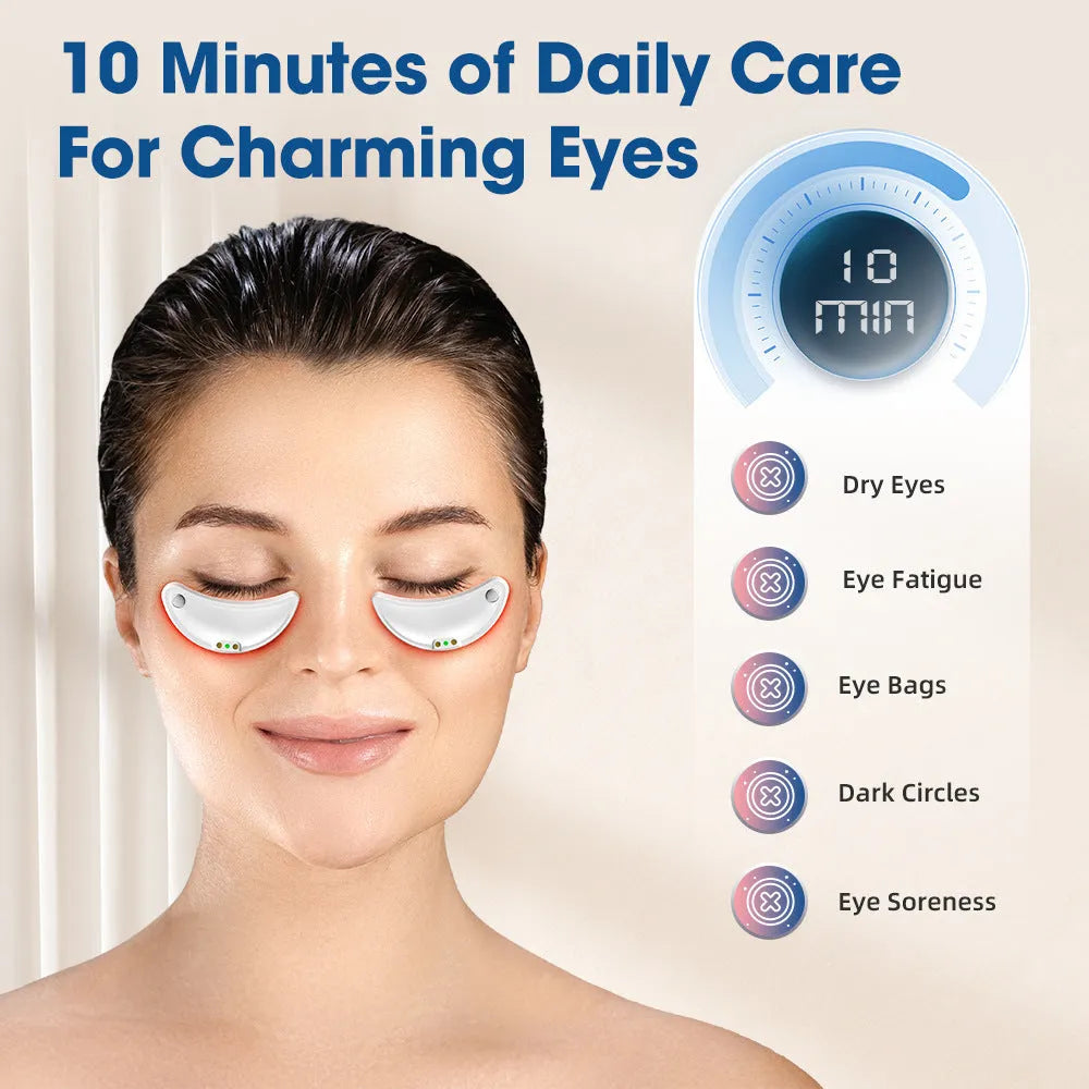 White wireless red light eye massager with EMS function for facial beauty treatment