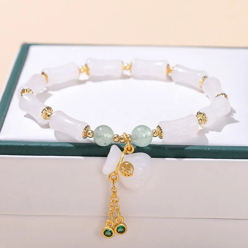 Green crystal jade bracelet with Chinese style design for women