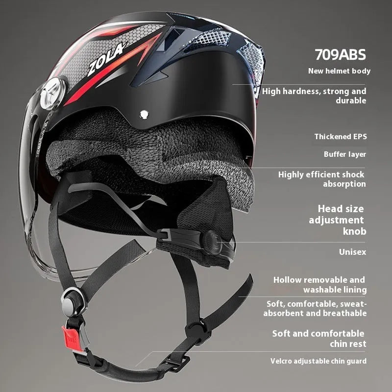 Children's 3C motorcycle half-helmet with a double visor shown in light brown colour.