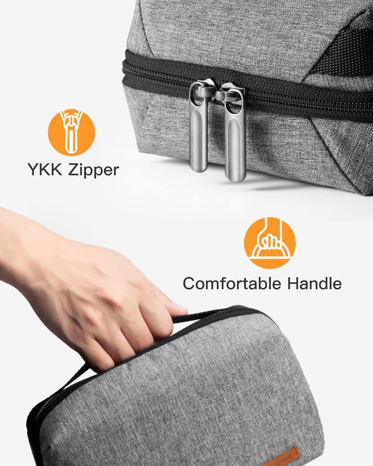 Grey polyester Japanese style cylindrical storage bag for data cables and accessories