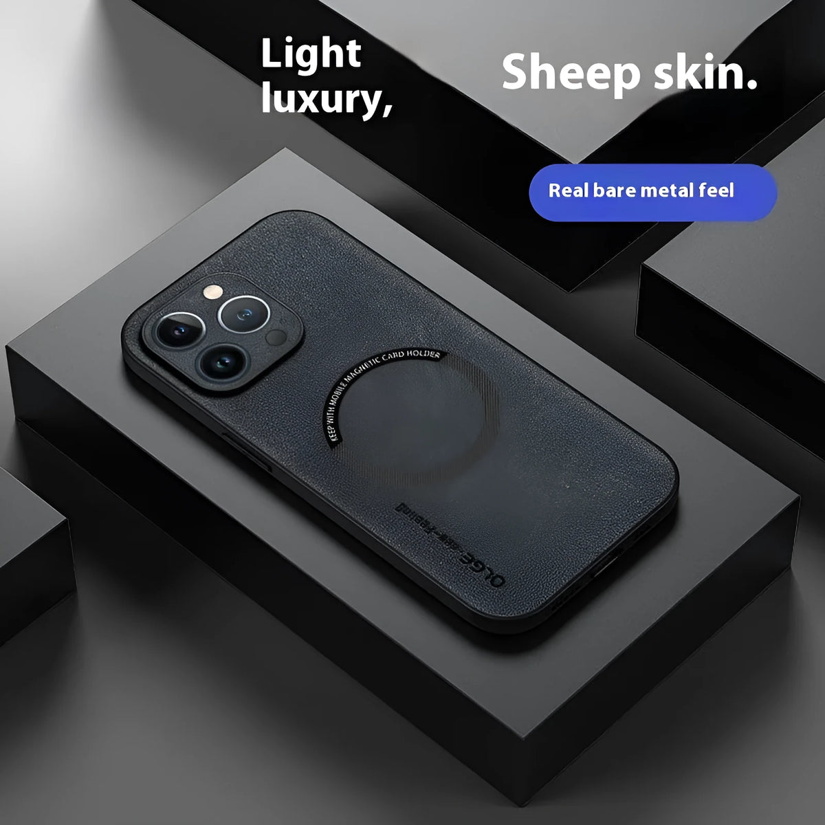 Magnetic Sheepskin All-inclusive Drop-resistant Business Phone Case Compatible with iPhone 12-16 Pro Max Series in Graphite Black Dark Night Green Sapphire Blue Golden Brown Galactic Gray