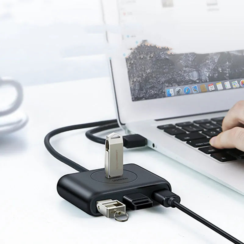 Black USB 3.0 extender adapter hub with USB cable, 300mb/s, multi-length option