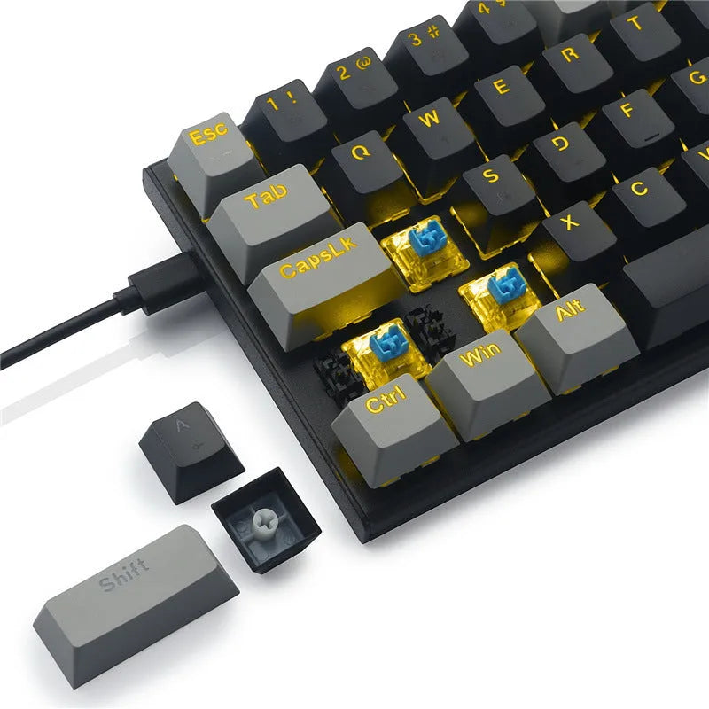 Z11 mechanical keyboard with two-colour key caps and aluminium alloy frame on desk