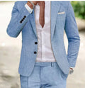 Two-piece digital printing suit with two-button jacket and matching trousers in nylon blend, men's light business wear spring autumn