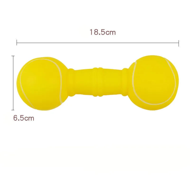 Colourful football and dumbbell shaped PVC squeaky dog chew toy
