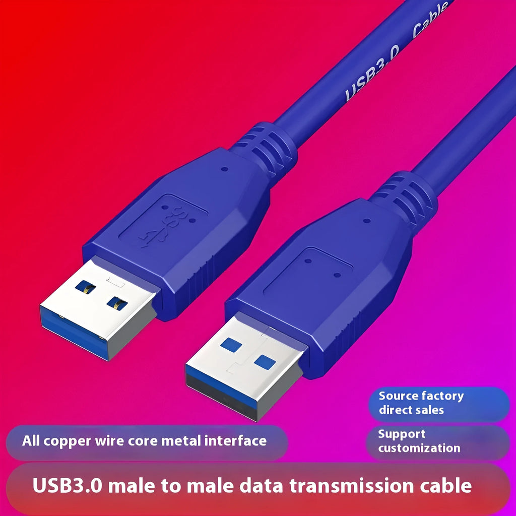 USB 3.0 male-to-male data cable with nickel-plated connectors, multiple lengths available