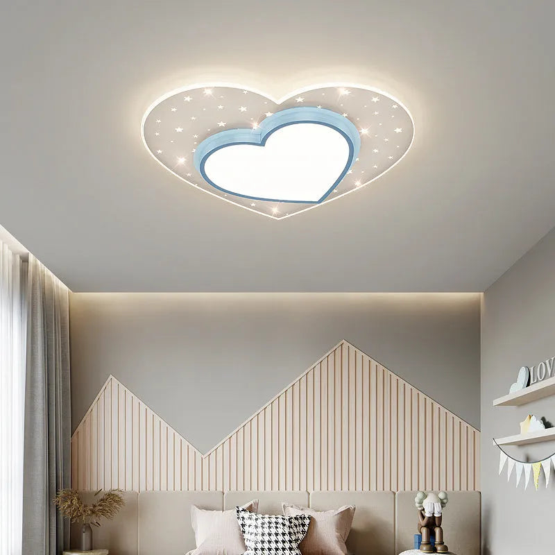 Nordic Princess wrought iron LED ceiling lamp in blue finish with modern simplicity design for 10-15m2 rooms