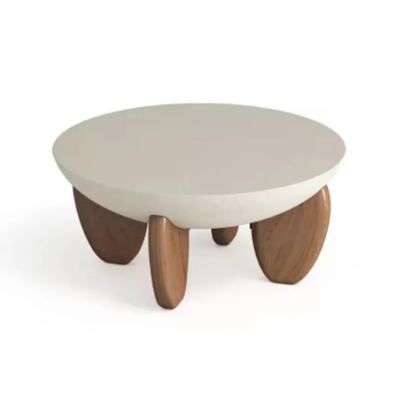 White solid wood coffee table with adjustable height and storage, set in a living room