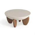 White solid wood coffee table with adjustable height and storage, set in a living room
