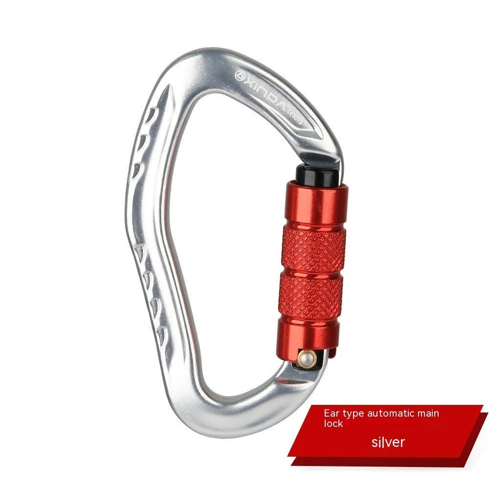 Automatic lock climbing carabiner in five colour options for rock climbing equipment