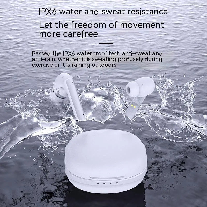 Wireless Bluetooth earphone P60PRO in milky white with metal build and charging compartment