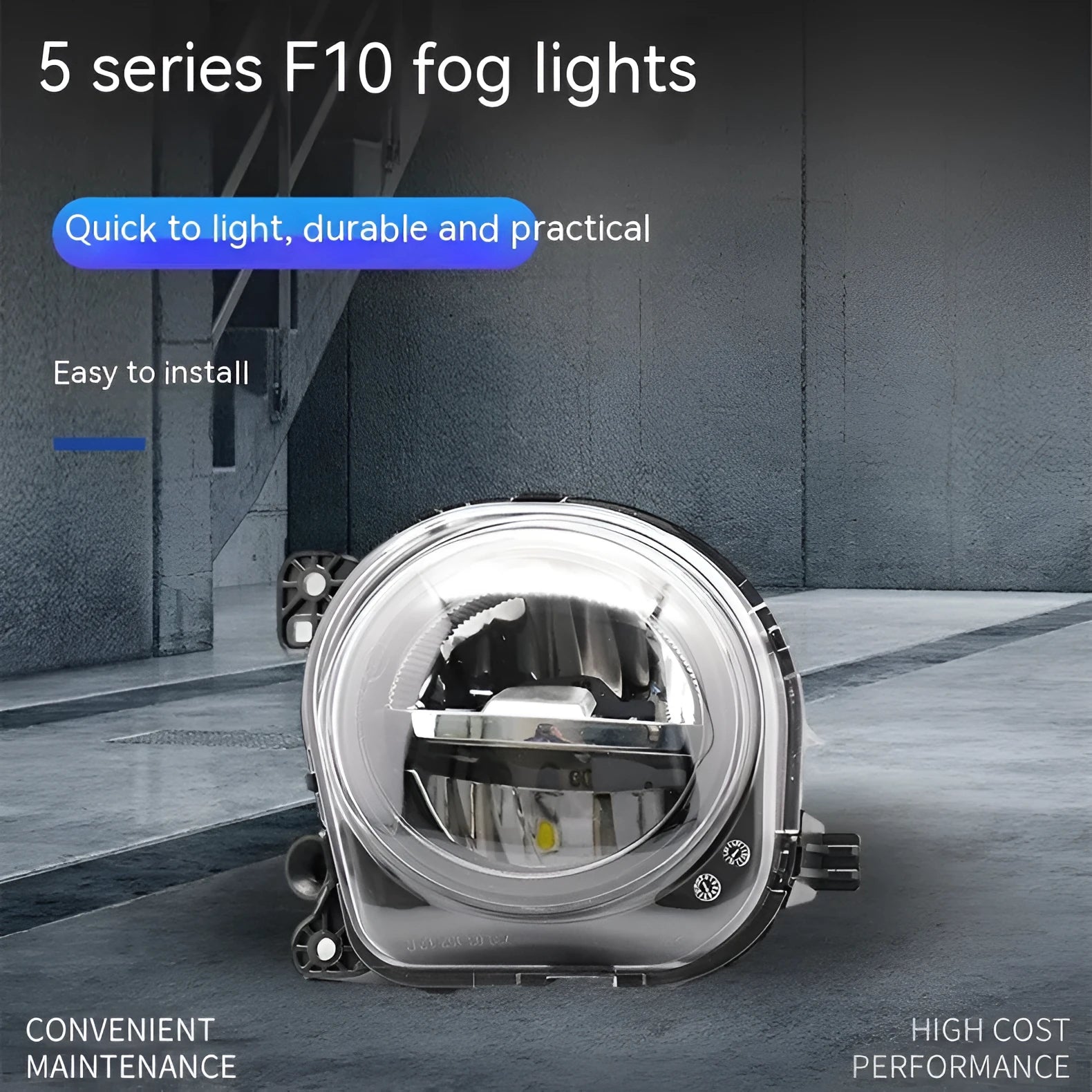 BMW 5 Series F10 front fog lamp daytime running light with clear non-yellowing lens