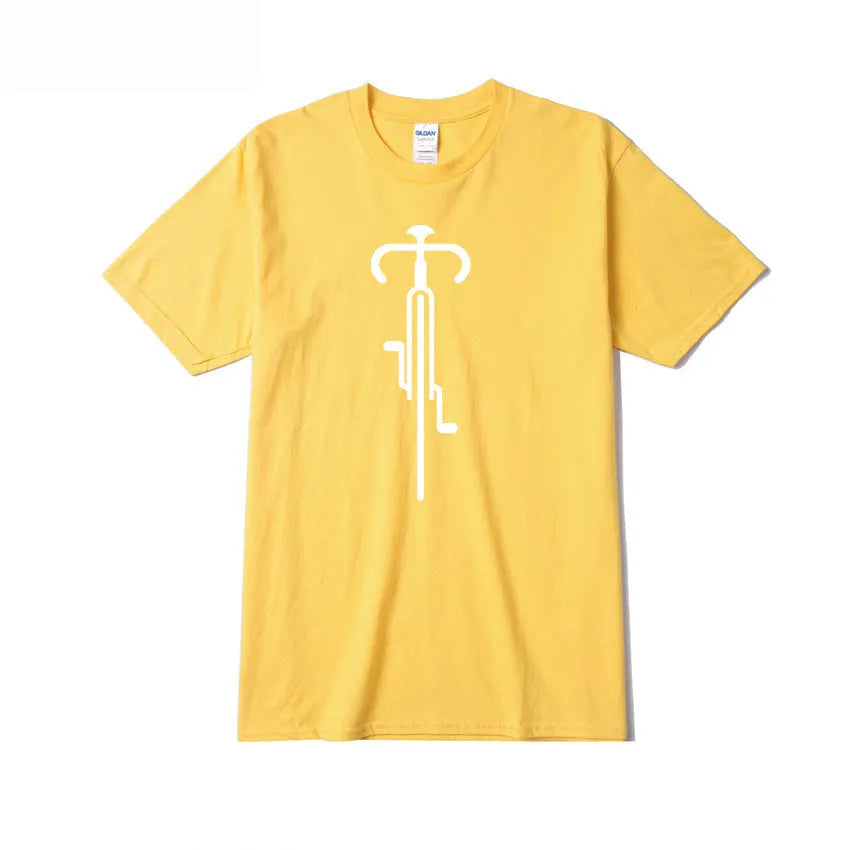Cotton round neck printed short sleeve top for men in white – casual bottoming shirt