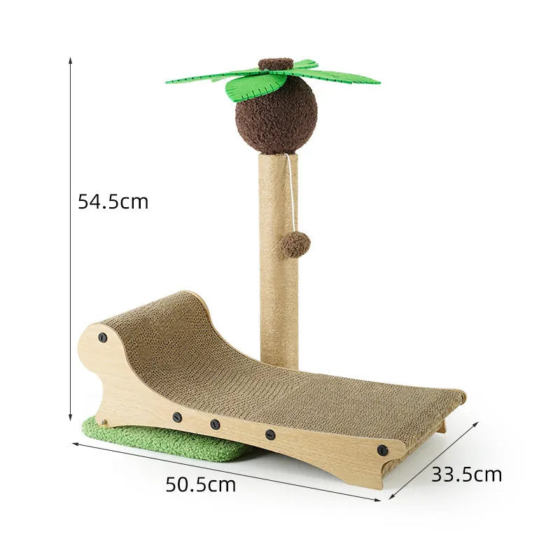 Wooden beach chair design cat climbing frame with hemp mat covering serving as multifunctional pet bed and scratch board
