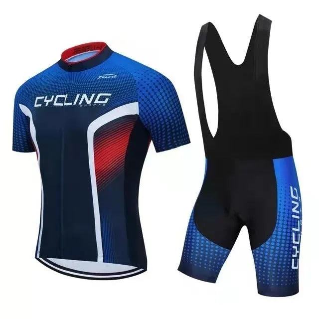 Cycling jersey and pants set for summer riding with moisture wicking properties