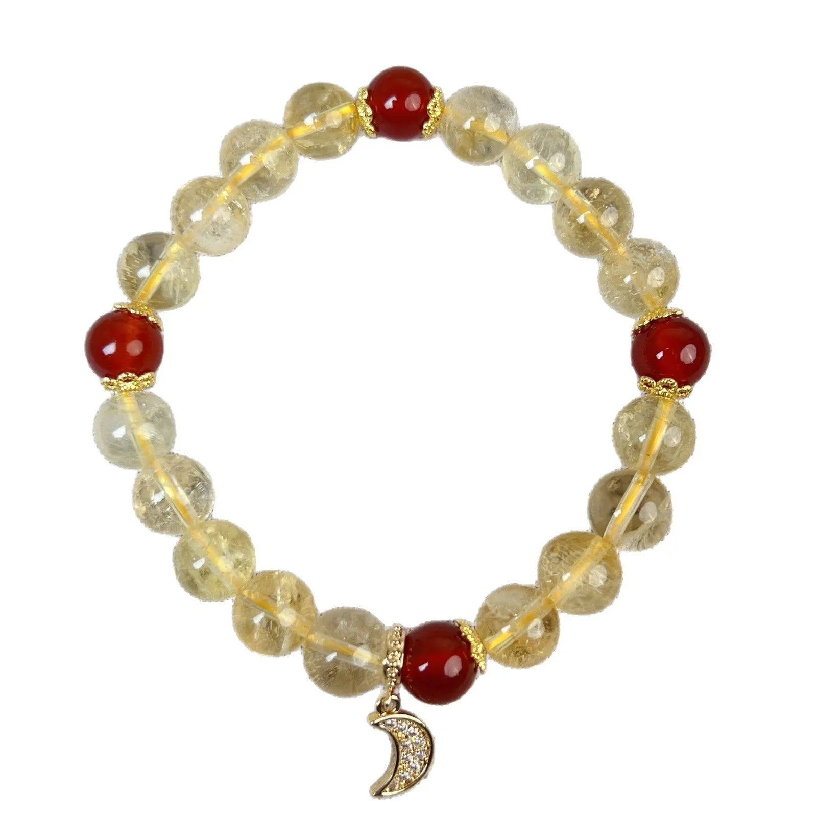 Crystal bracelet with citrine red agate moon boom design for women