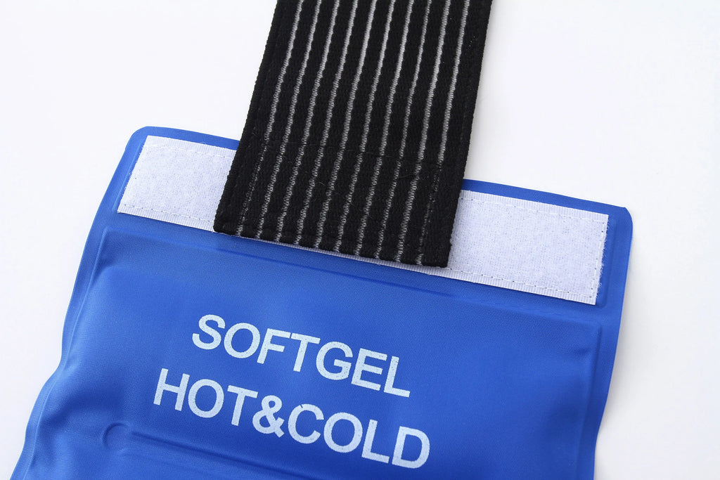Sapphire blue nylon silk binding knee ice pack 44.5x17.5cm for sports sprains and cold compress therapy