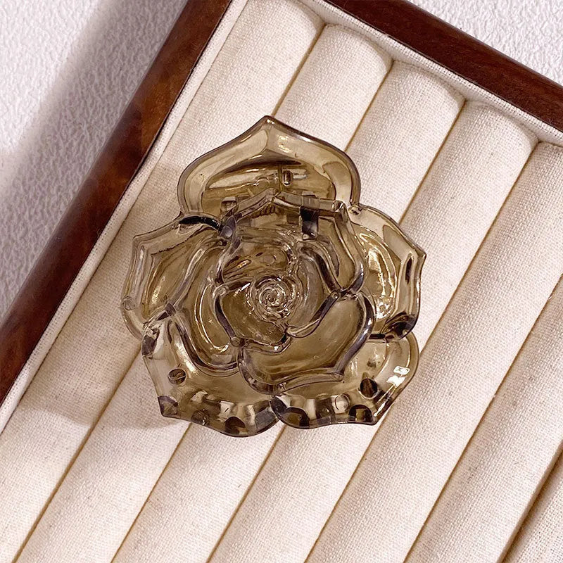 Retro three-dimensional rose grip camellia back head half tie hairpin for women in 6cm size
